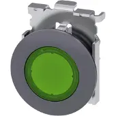 Siemens 3SU1061-0JA40-0AA0 Drucktaster, beleuchtet, 30mm, rund, Metall, matt, grün 3SU10610JA400AA0