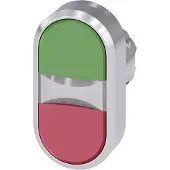 Siemens 3SU1051-3AB42-0AA0 Doppeldrucktaster, beleuchtet, 22mm, rund, Metall, hochglanz, grün, rot 3SU10513AB420AA0