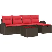 vidaXL Gartensofa-set 6 Stk. Braun Poly-Rattan