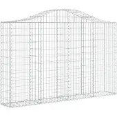 vidaXL Gabione mit Hochbogen 200x30x120/140 cm Verzinktes Eisen