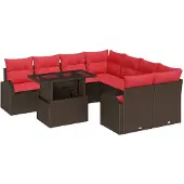 vidaXL Garten-Sofa-Set 9 stk. Braun Poly Rattan