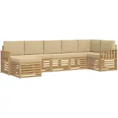 vidaXL Outdoor-Sofagarnitur 6 Stk. Weiß und Beige Polyester