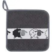 Kracht Küchen Textilien Schäfchen Baumwoll Topflappen 22x22 cm 2er Pack - grau
