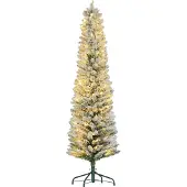 HOMCOM Künstlicher Weihnachtsbaum, 180 cm Christbaum mit 150 LED-Lichten 329 Astspitzen flammhemmend, für Weihnachtsfest, Indoor, Grün+Weiß
