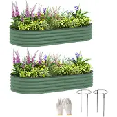 Outsunny 2er-Set Hochbeet aus Stahl, Pflanzbeet Frühbeet Gartenbeet Blumenkasten