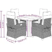vidaXL 5-tlg. Garten-Essgruppe mit Kissen Beigemischung Poly Rattan