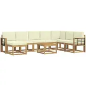 vidaXL Outdoor-Sofagarnitur 9 Stk. Weiß und Creme