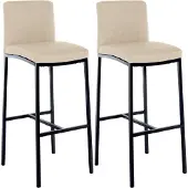 CLP 2er Set Barhocker Freeport mit Vierfußgestellen und Rückenlehnen creme Material Stoff