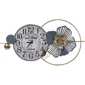Beliani Wanduhr Blauer Eisenrahmen Schwarzer 90 x 49 cm Arabische Ziffern Modernes Design