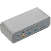 Targus DOCK230EUZ, Kabelgebunden, Thunderbolt 5, 140 W, 3,5 mm, 2500 Mbit/s, Silber