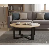 Designimpex Design Couchtisch DA-333 rund Wohnzimmertisch Tisch 86 x 42 cm
