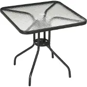Outsunny Gartentisch Abnehmbar Metall 76x76 cm Wetterfest quadrarisch Balkontisch mit Schirmloch, rutschfest Buffettisch Campingtisch Terrassentisch