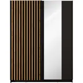 Masseno Schiebetürenschrank MAREN 150,6/198,5/55cm 2-türig mit Spiegel Schwarz