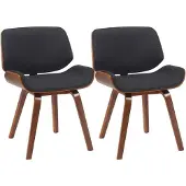 CLP Esszimmerstühle 2er Set Beverley mit Stoffbezug Polsterstühle in Walnussoptik walnuss/schwarz