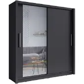 Masseno Schiebetürenschrank FRISKA 204,4/214,4/62cm 2-türig mit Spiegel Grau