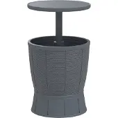 Outsunny 3-in-1 Beistelltisch Gartentisch 45 x 43 cm Rund Kühlbox wetterfest