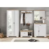 Innostyle Komplett Garderobe JASMIN UH83 Pinie weiß 5-teilig mit Sitzbank
