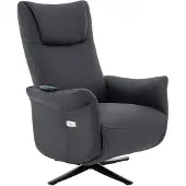 Home24 Massagesessel - Microfaser / Metall - Anthrazit / Schwarz