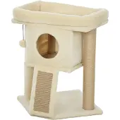 Northio Kratzbaum mit Jute-Kratzmatte, Bett, Spielball, Beige