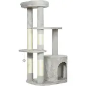 Northio Katzenturm 114 cm, Sisalstämme, mehrstöckig, hellgrau