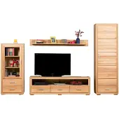 Woodline Wohnwand Genf Set VIII Kernbuche Massivholz geölt 4-teilig