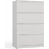 Top E Shop M4 60 Kommode Malwa Weiß 4 Schubladen Schrank für Wohnzimmer Schlafzimmer Home Office