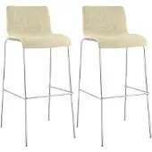 CLP 2er Set Barhocker Hover stapelbar Stoffbezüge Vierfußgestelle bis 150 kg | Farbe creme Gestell Farbe chrom