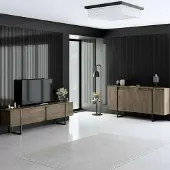 Dmora Pignano - Wohnzimmermöbel-Set, Nussbaum, Modular