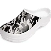 Ladeheid Gartenclogs für Damen Ultraleicht EVA Gemustert Gartenschuhe LA-CA-ComoHappyWoman (Weiß/Tarnmuster, 37)