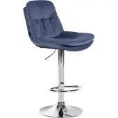CLP Barhocker Laurel Samt höhenverstellbar und drehbar blau Material Gestell Metall in Chromoptik