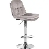 CLP Barhocker Laurel Samt höhenverstellbar und drehbar grau Material Gestell Metall in Chromoptik