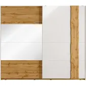 Masseno Schiebetürenschrank OSVIN 250/218,1/66cm 2-türig mit Spiegel Eiche Wotan