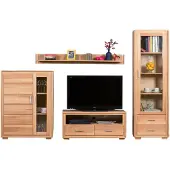 Woodline Wohnwand Genf Set IX Kernbuche Massivholz geölt 4-teilig