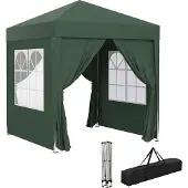Outsunny Pavillon 2x2m Faltpavillon 4 Seitenwände mit Fenster Tragetasche Stahl
