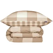 Schiesser Bettwäscheset Name | Renforcé | 2-teilig | Großes Vichy-Karo | 100% Baumwolle | Weich und glatt | YKK-Reißverschluss | 135x200 cm + 80x80 cm | Sand