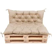 TexDeko Garden Palettenauflage 120x60cm mit Rückenlehne UV-beständig Cappuccino