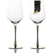 Intirilife 2x Wein Glas mit goldfarbenem Stiel - 380 ml Füllmenge - Rotwein Weißwein Glas Kelch Kristallglas stoßfest