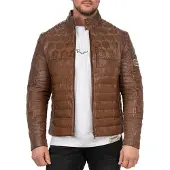 Reichstadt Herren Slim Fit Echtlederjacke Echtleder 22RS31LUX Cognac 3XL