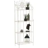 CLP Pflanzenregal Metall klappbar Flora, Blumenregal 4 Ebenen, Standregal im Landhausstil, für Garten, Balkon, Terrasse, Indoor & Outdoor