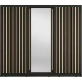 Masseno Schiebetürenschrank VEYDAR 248/215/62cm 3-türig mit Spiegel Grau
