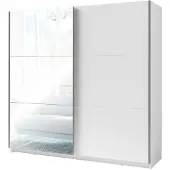Masseno Schiebetürenschrank BELDEN 150,6/207/55,3cm 2-türig mit Spiegel Weiß
