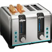 HOMCOM 4-Scheiben-Toaster: 7 Stufen, Aufwärmen, Auftauen, Abbruchfunktion