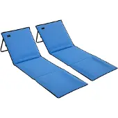 BundiGlassware Strandliege, klappbar, verstellbare Rücklehne, Tragegurt, weiche Polsterung, Stahlrahmen, Blau, 142x51x40cm