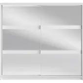 Masseno Schiebetürenschrank SILVA 230/215/62cm 2-türig mit Spiegel Weiß
