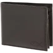 OXMOX Leder Geldbörse Leather RFID Protect Querscheinbörse Freedom Fish Embossed Brown dunkelbraun
