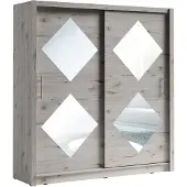 Masseno Schiebetürenschrank ANVO 204,4/215/61,9cm 2-türig mit Spiegel Wellington-Eiche