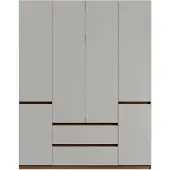 Masseno Drehtürenschrank VELEN 180/230,5/51,4cm 6-türig Nussbaumfarben