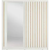 Masseno Schiebetürenschrank VEYDAR 205/215/62cm 2-türig mit Spiegel Weiß