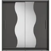 Masseno Schiebetürenschrank RANOR 200/215/62,5cm 2-türig mit Spiegel Grau