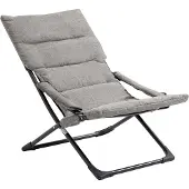 Outsunny Klappstuhl mit Auflage abnehmbar Gartenstuhl Campingstuhl Liegestuhl Sitzmöbel Garten Terrasse Balkon Textilene Stahl Grau 66B x 94T x 79H cm